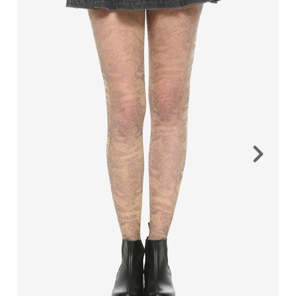 Snake print fishnet tights